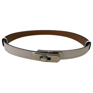 Hermes Women Kelly Belt in Leather-Silver Taupe  color Adjustable